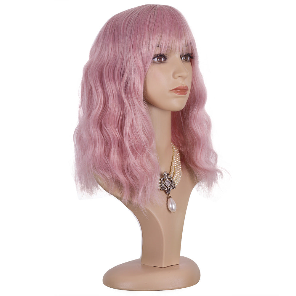Chemical Fiber Head Cover Color Optional Wig Short Curly Hair