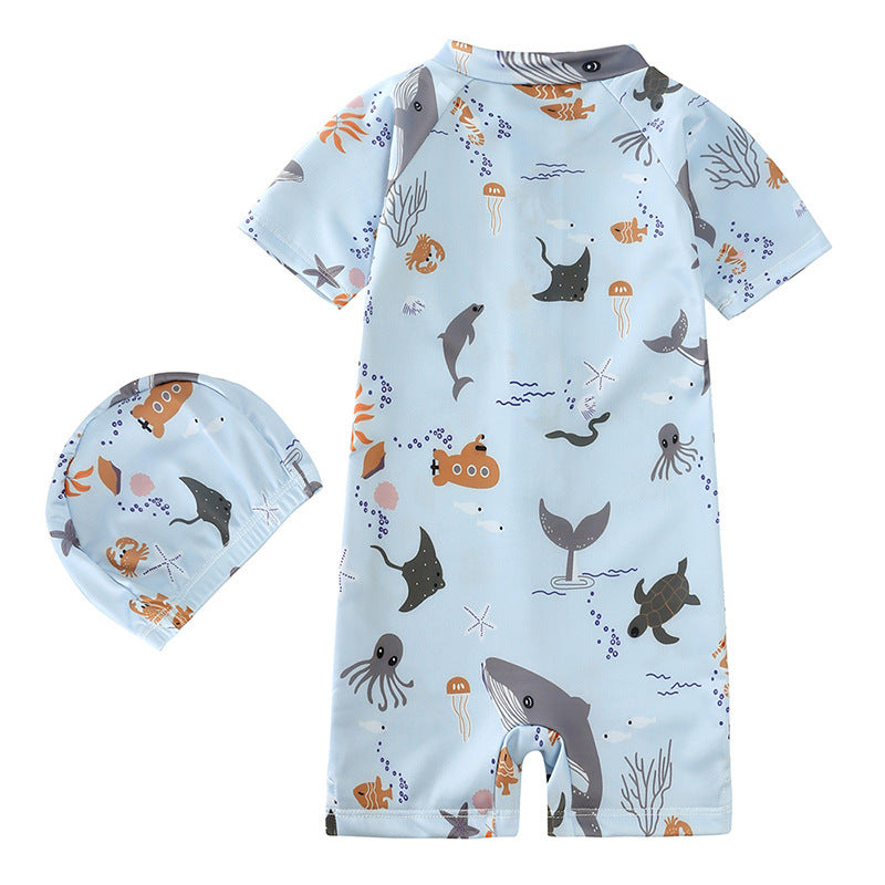 Children's Clothing Zipper One-piece Beach Swimsuit Boys Jumpsuit, Climbing Suit