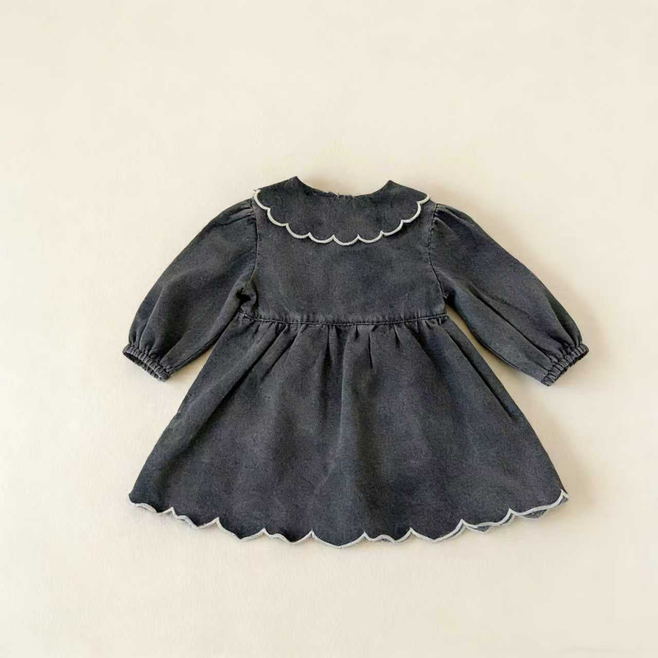 Infant Jumpsuit Wave Lace Denim Princess Dress Western Jumpsuit, Climbing Suit