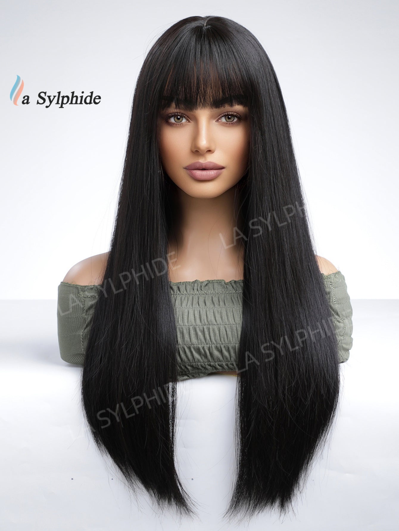 Female Brown Hair Hood Chemical Fiber Mechanism Simulation Natural Long Straight Wig