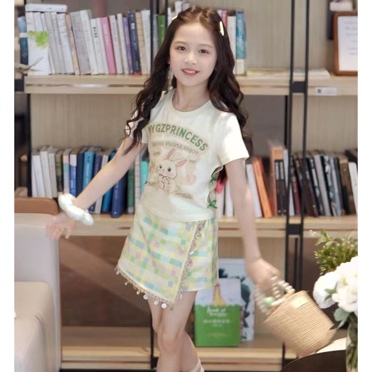 Children's Summer Korean Cartoon Short Sleeve T-shirt Children's Suit