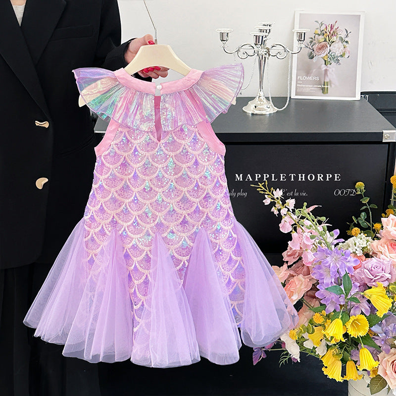 Children's Summer Sequined Mermaid Princess Birthday Little Children's Dress