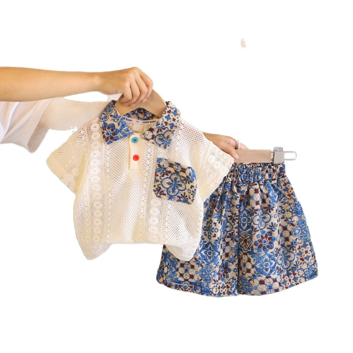 Children's Korean Style Boy Clothes Casual Hollow Short Sleeve Children's Suit