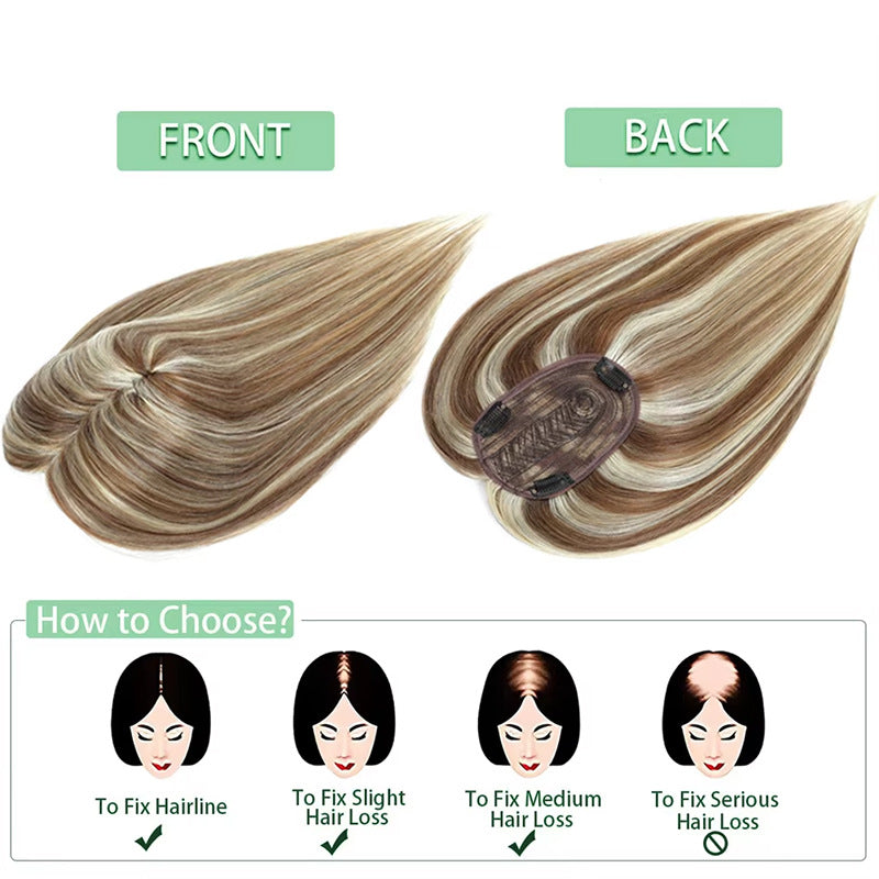 Human One Piece Head Supplementing Invisible Seamless Cover White Bangs Real Hair Wig
