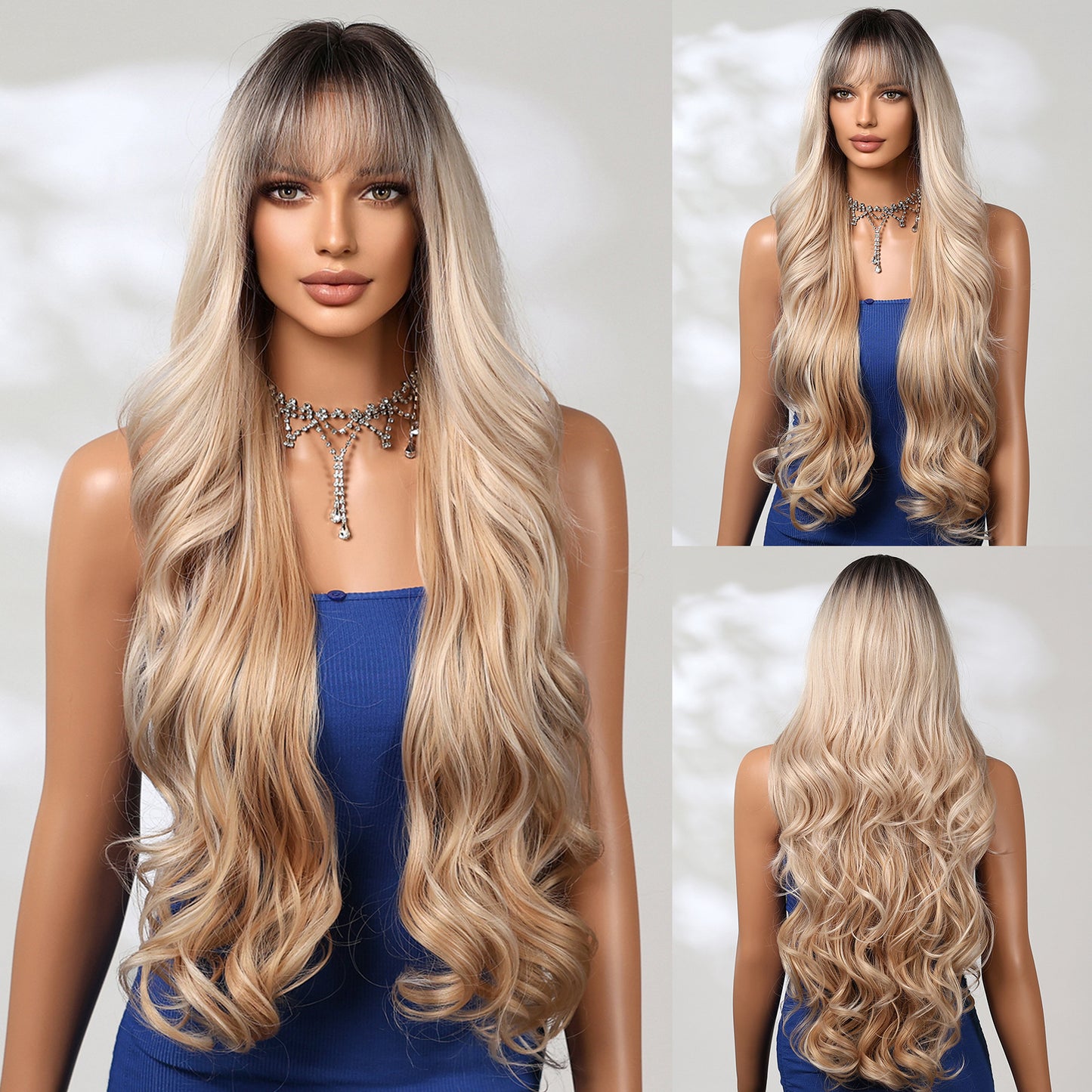 Female Wine-red Curly Hair Big Wave Natural Wig Long Curls