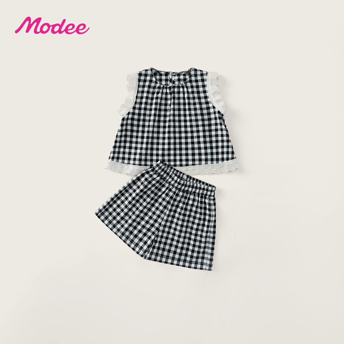 Style Lace Sleeveless Top Shorts Two-piece Children's Suit