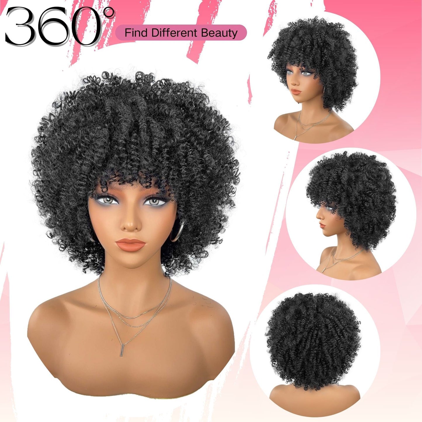 Natural Afro Fluffy Small Volume Fiber Wig Short Curly Hair