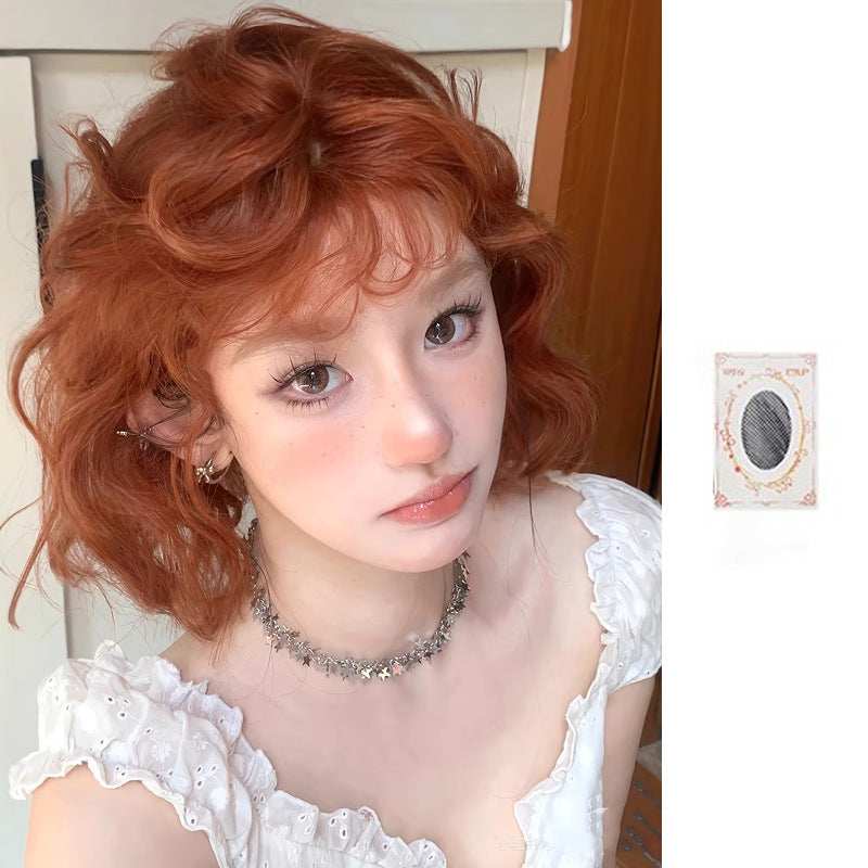 Women's Style Orange Bangs Small Curls Natural Wig Short Curly Hair