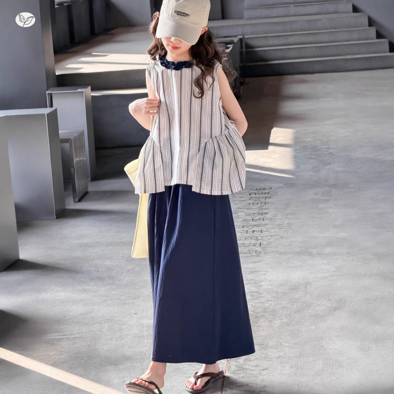 Children's Striped Doll Shirt Vest Wide Leg Children's Suit