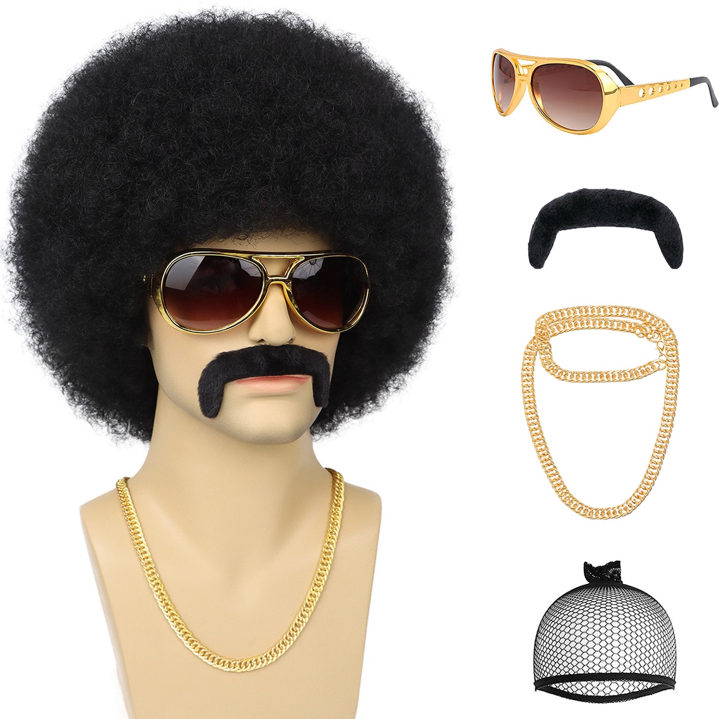 Men's Hood Fluffy Afro African Small Roll Men's Wig