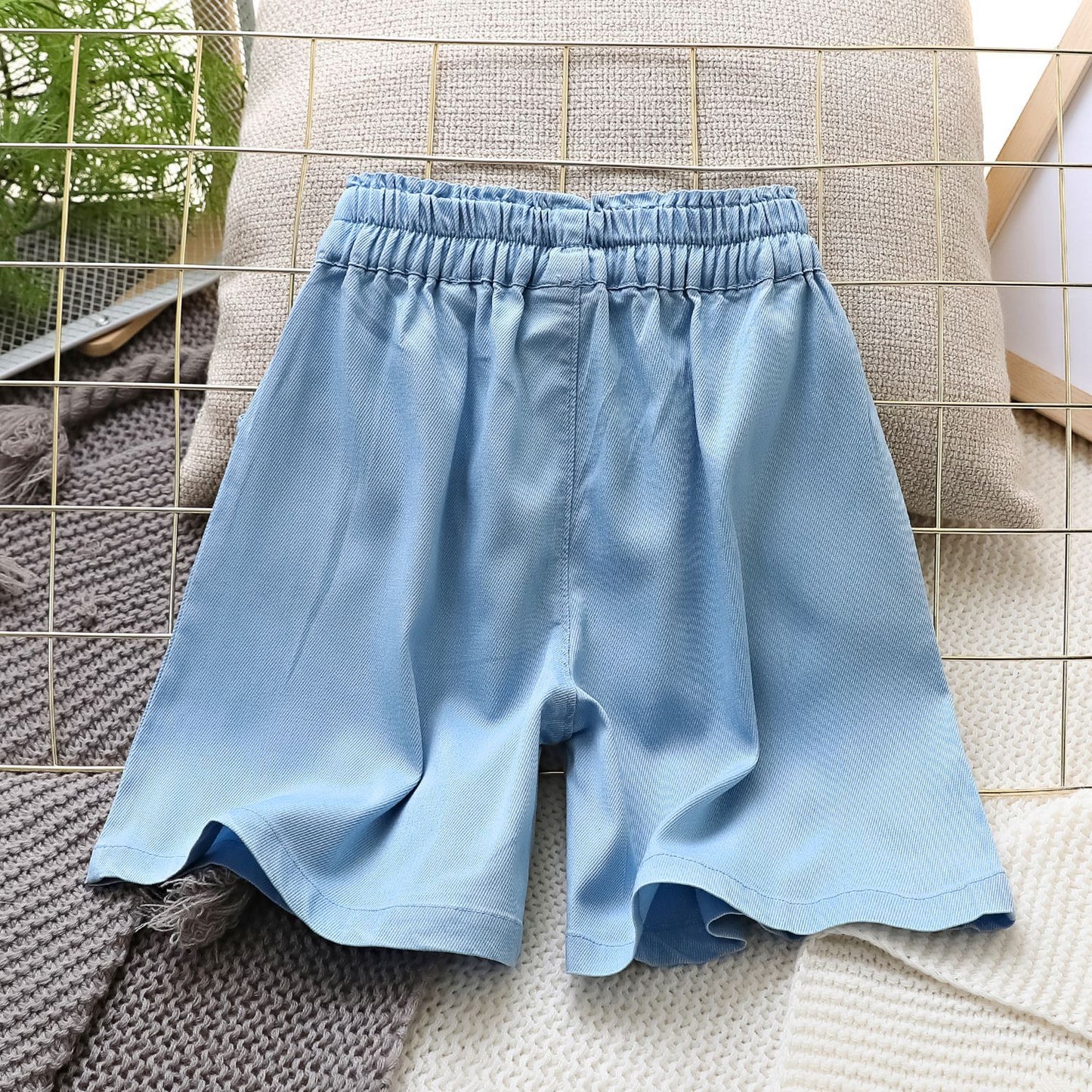 Lightweight Twill Stretch Denim Korean Style Little Bear Children's Pants