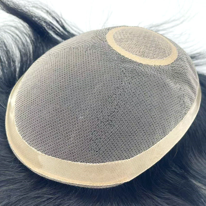 Men's Hand Woven Hair Supplementing Piece Real Light Invisible Head Men's Wig