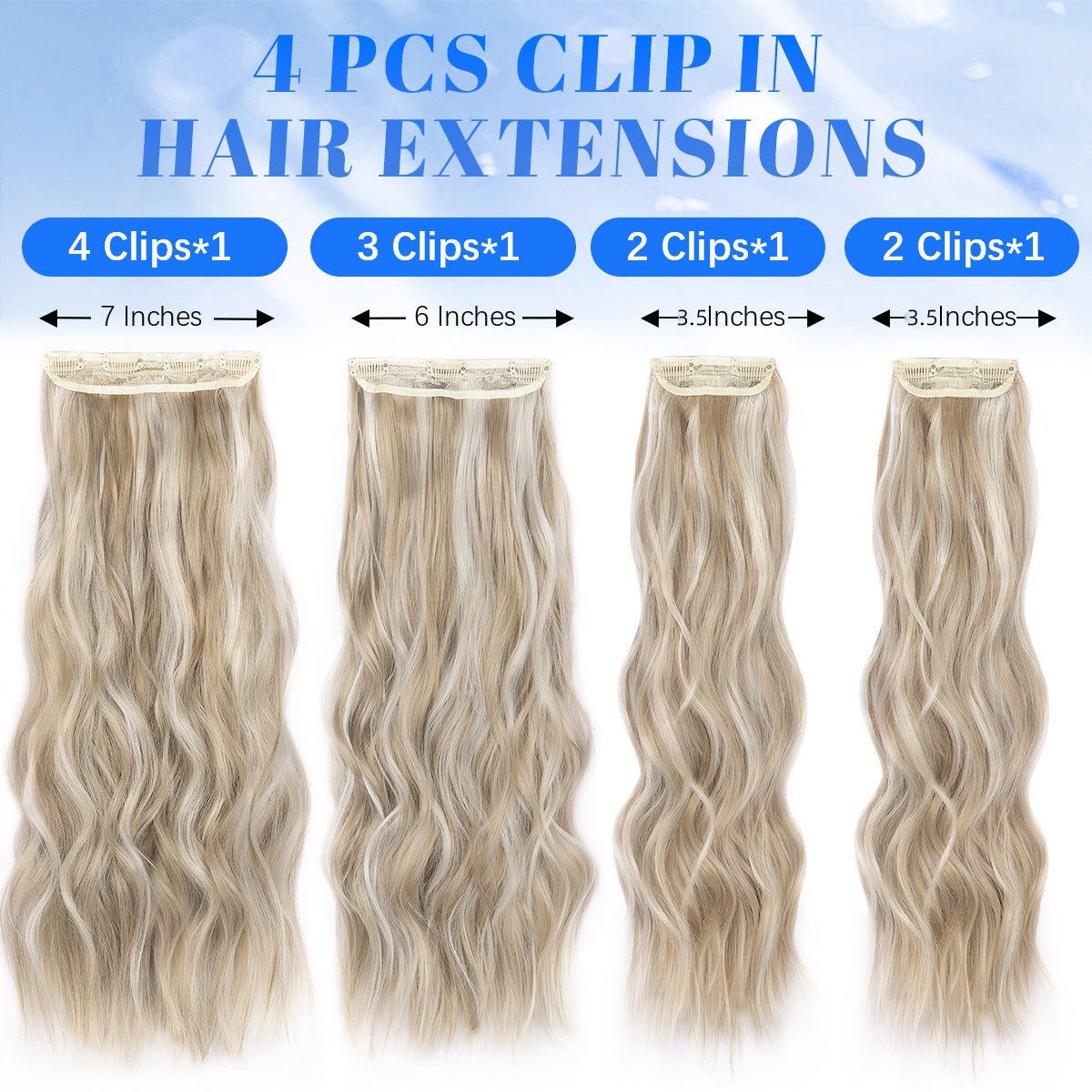 Women's Set Water Ripple Hairpiece Clip Fiber Wig