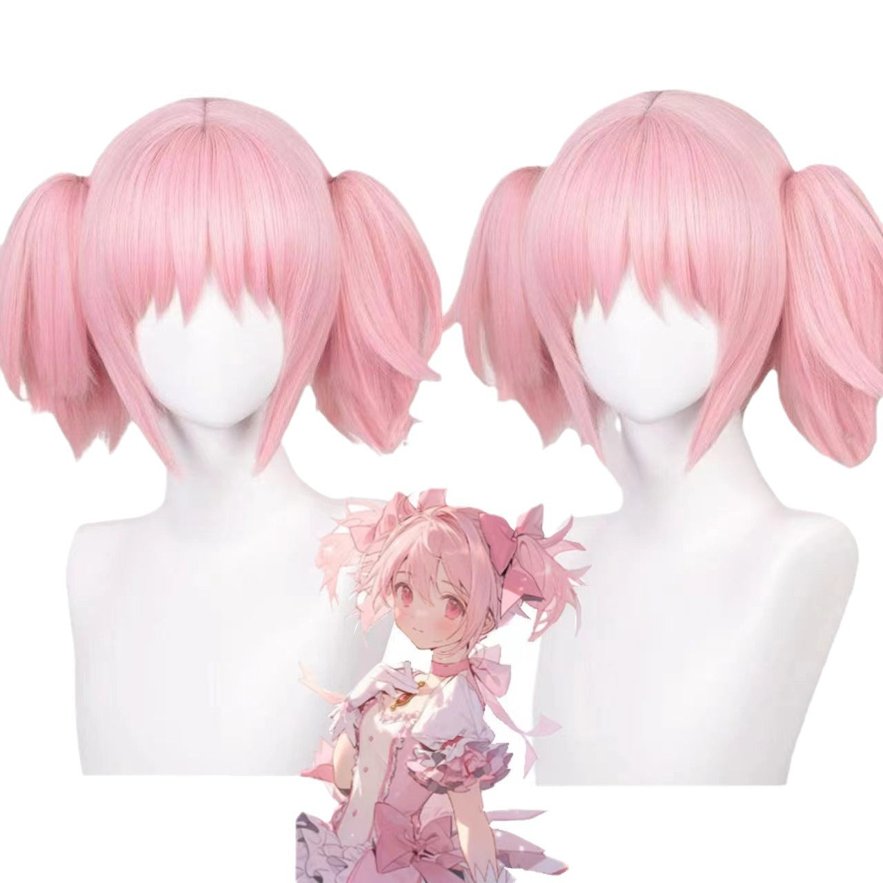 Deer Eye Round Small Pink Jaws Clamp Short Cos Wig
