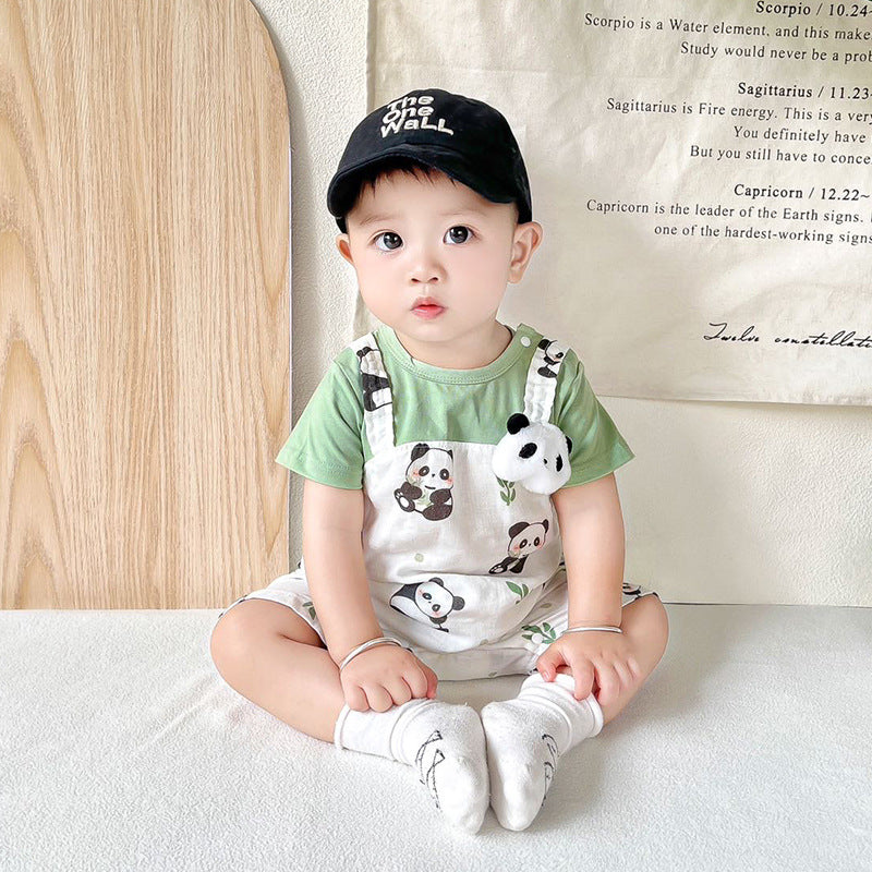 Summer Thin Panda Clothes Short Sleeve For Jumpsuit, Climbing Suit