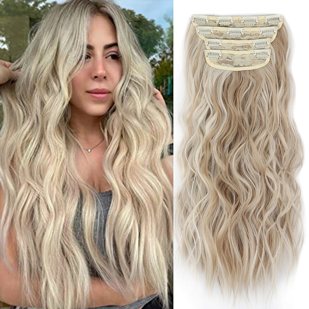 Long Curly Hair Set Hairpiece Clip Big Wave Wig