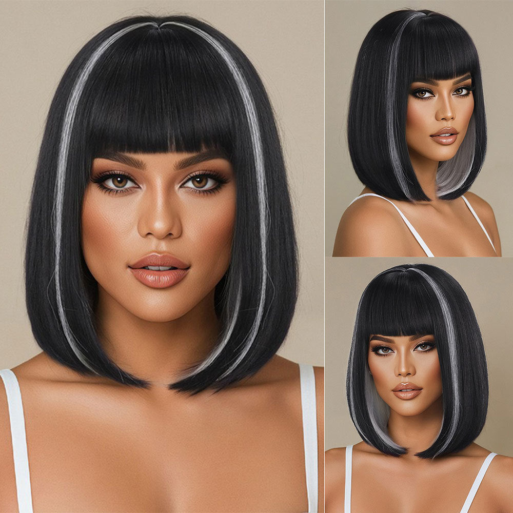 Women's Fashionable Bangs Short Hair Natural Chemical Long Straight Wig