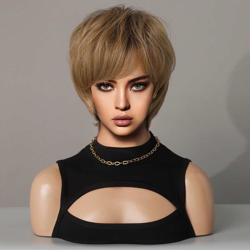 Women's Neutral Full Top Pullover Chemical Fiber Wig Short Curly Hair