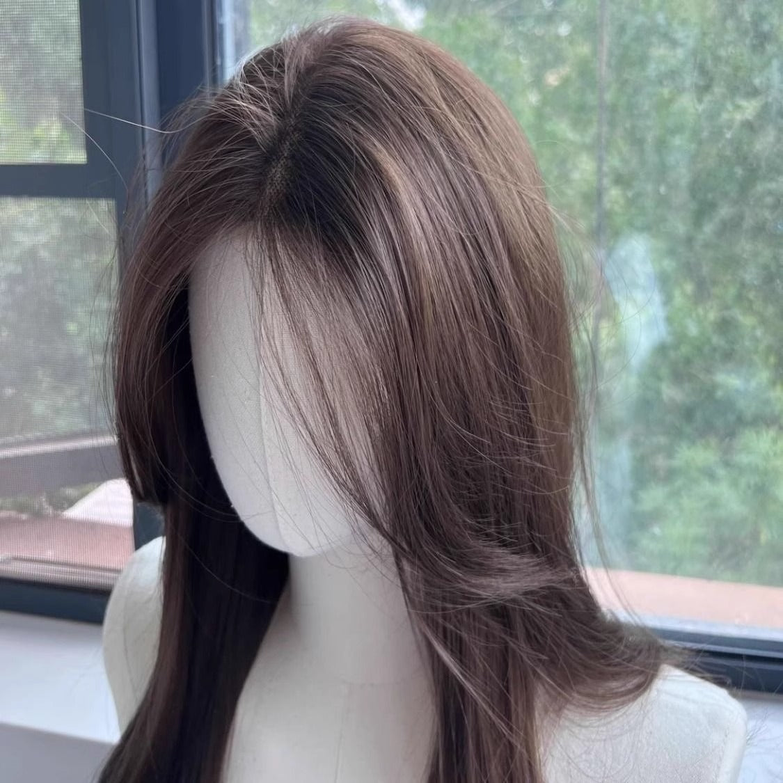 Lace Female Cold Brown Bangs Big Wave Curly Hair Temperament Wig Long Curls