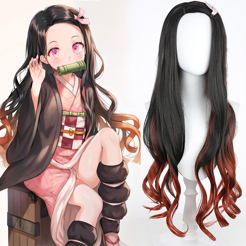 Anime Stove Door Dyed Gradient Long Hair Head Cos Wig