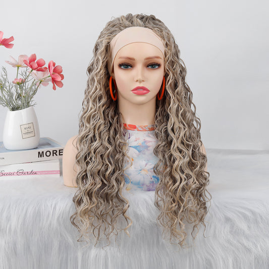 Women's Fiber Roll Ice Silk Band Small Curling Iron Wig Long Curls