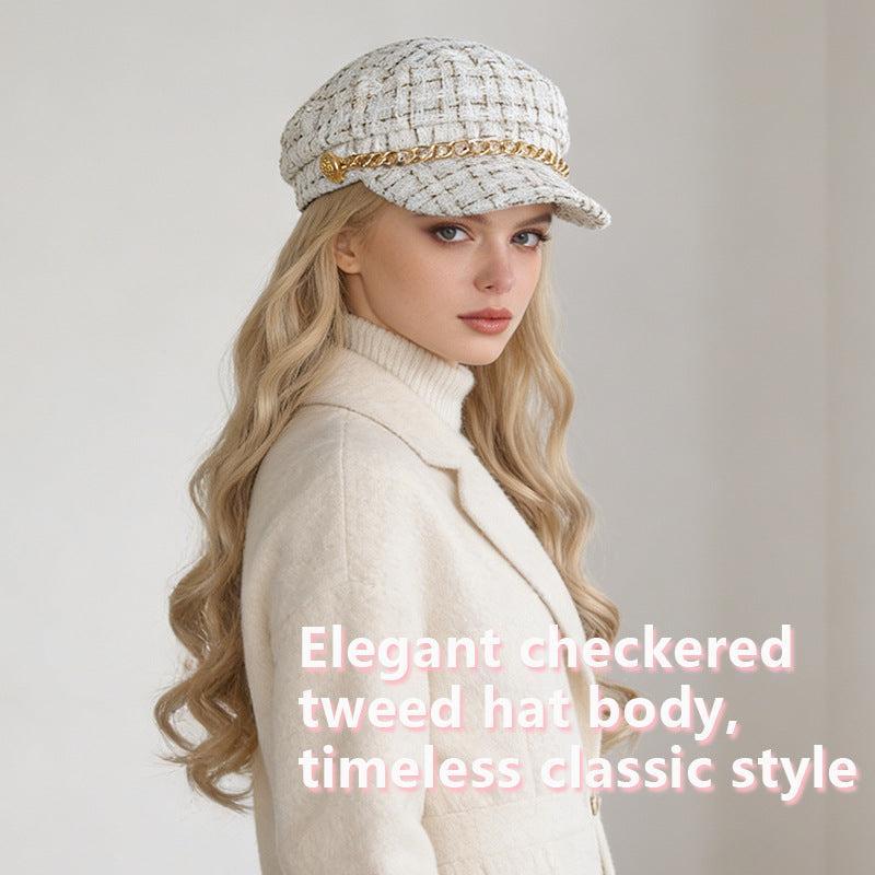 Style Beret Integrated Artificial Hair Big Wave Wig Long Curls