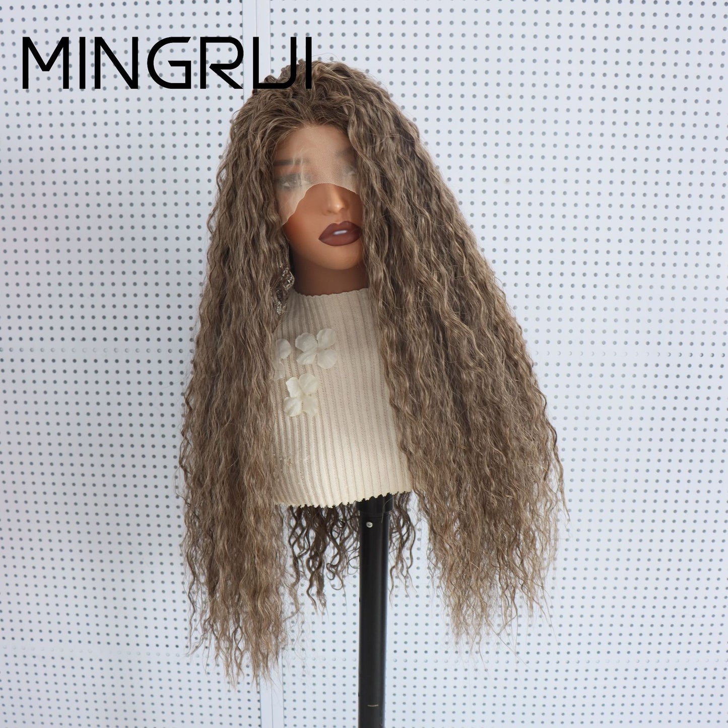 Women's Brown Synthetic Fiber Lace Forehead For Inch Without Wig Long Curls