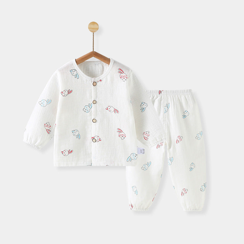 Children's Summer Thin Long-sleeved Pajamas Split Clothes Two-piece Children's Suit