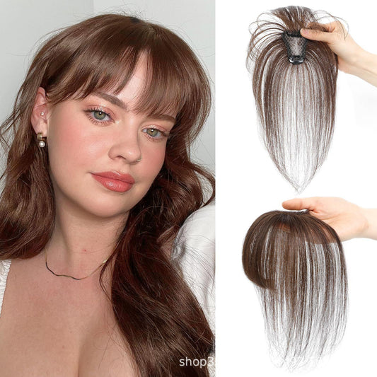 Bangs Hand-woven Straight Female Elegant Brown Golden Wig