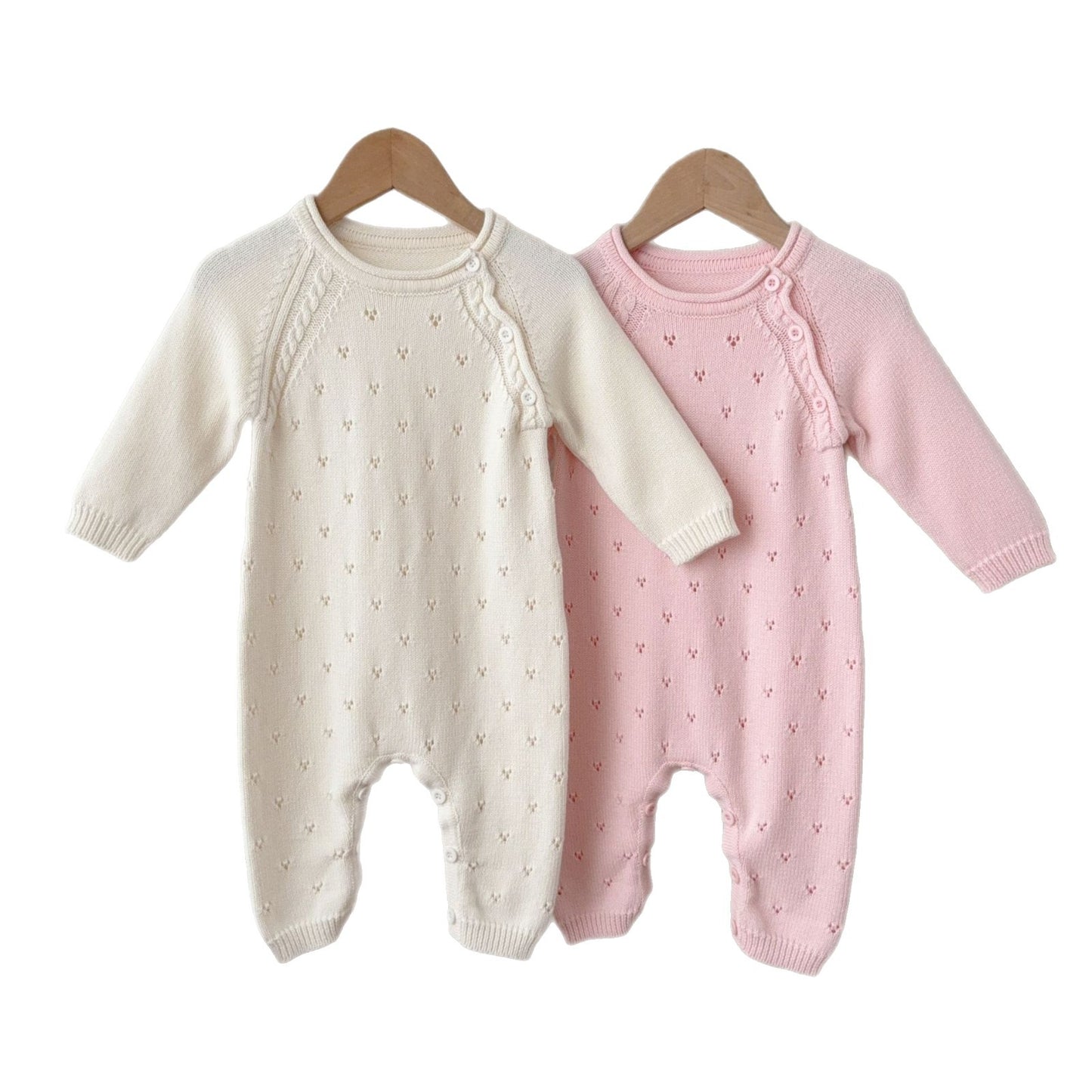 Sweater Jumpsuit Born Pure Cotton Knitted Long Sleeve Hollow Out Jumpsuit, Climbing Suit