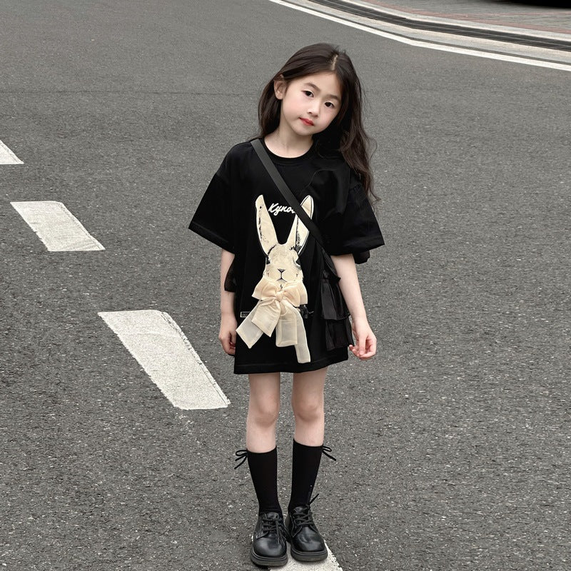 Children's Short-sleeved Big Loose-fitting Western Style Top Clothing Summer Casual Half-sleeve Children's T-shirt