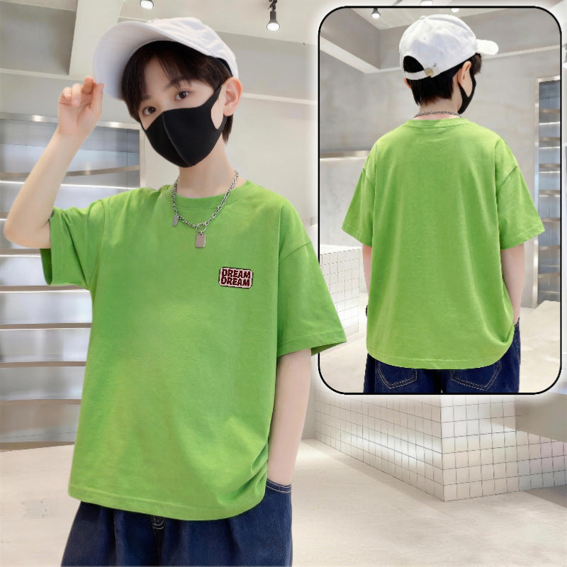 Children's Letter Printed Cotton Short-sleeved Boy Summer Clothing Loose Western Style Children's T-shirt