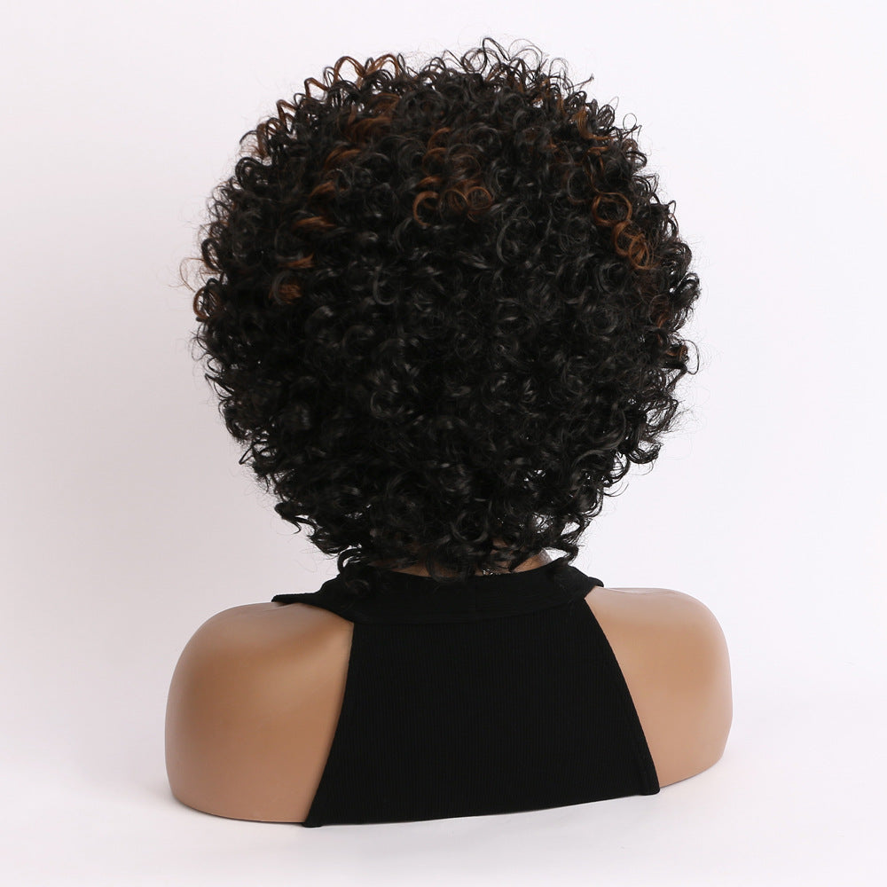Fashion Elastic Net Black Small Head Wig Short Curly Hair