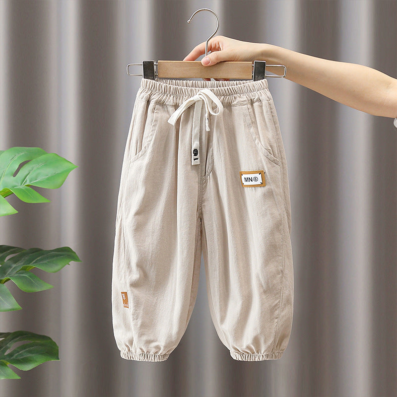 Children's Thin Casual Western Style Cotton Linen Loose Children's Pants