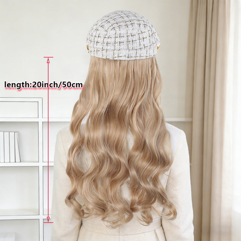 Style Beret Integrated Artificial Hair Big Wave Wig Long Curls