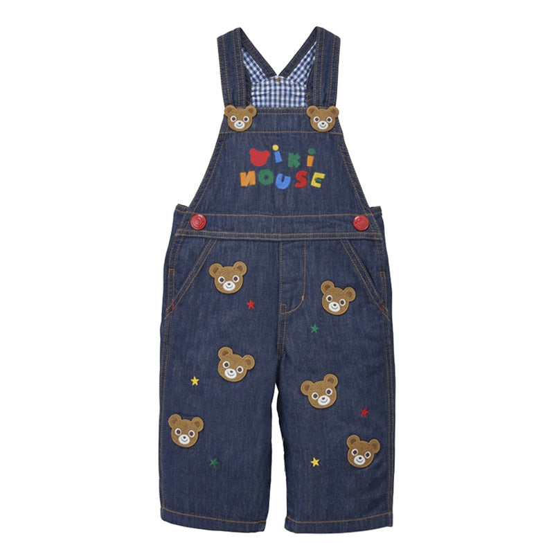 Children's Clothing Boys Cute Five Bear Rabbit Patch Denim Suspender Trousers Children's Pants