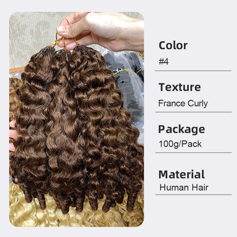 Casual Charming Crochet Human French Roll Real Hair Wig