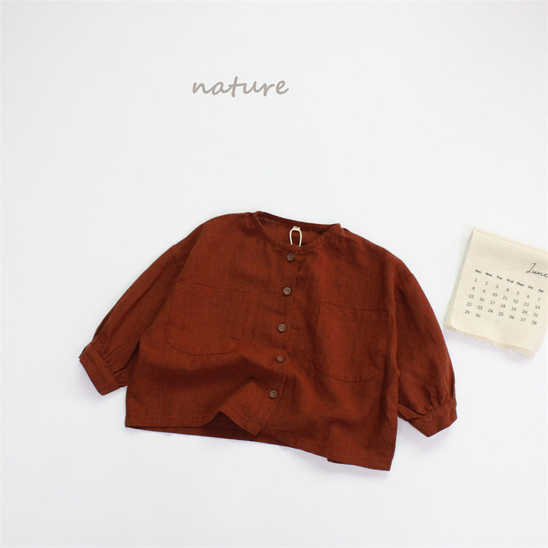 Children's Color Cardigan Spring Korean Style Tone Long Sleeve Thin Tops Children's Shirt