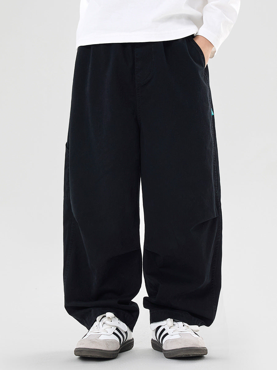 Cotton Trousers Spring Medium Big Loose Straight Children's Pants