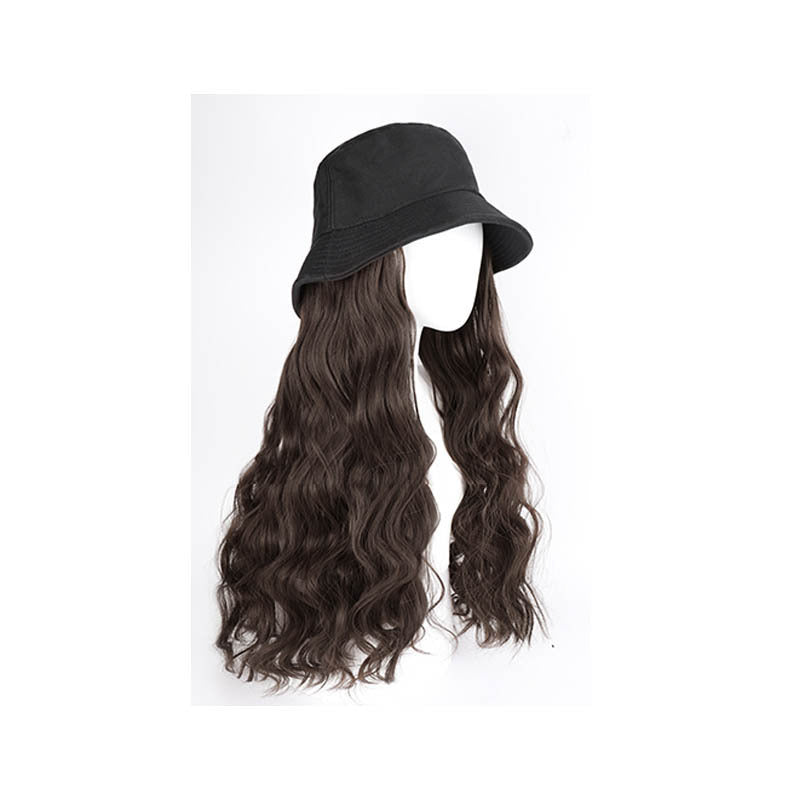 Women's Hair One-piece Bucket Curly Wavy Natural Wig Long Curls