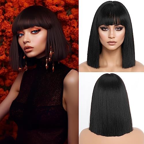 Casual Festival Party Color Female Bangs Wig Short Straight Hair