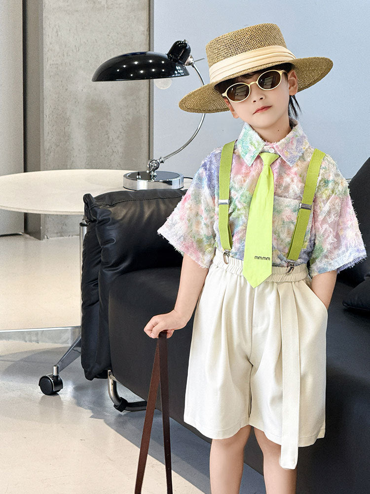 Summer Boys Suspender Suit Beach Kindergarten Performance Children's Shirt