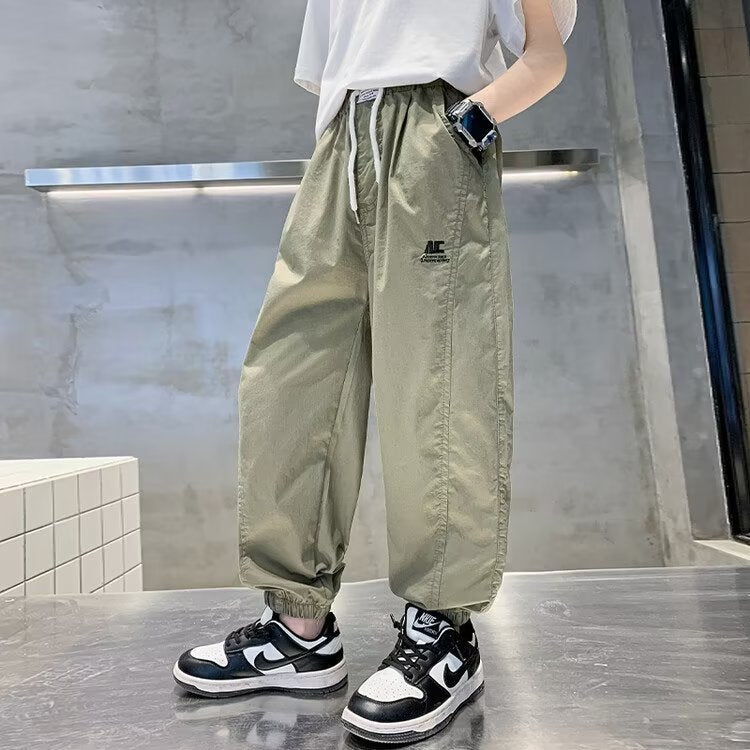 Stitching Embroidery Overalls Middle Big Korean Style Trousers Children's Pants