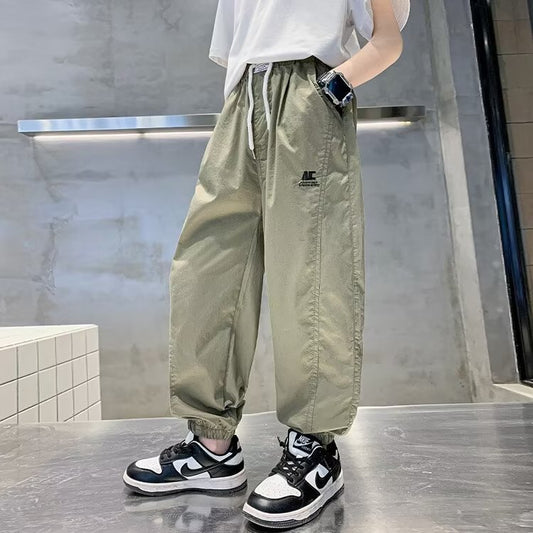 Stitching Embroidery Overalls Middle Big Korean Style Trousers Children's Pants
