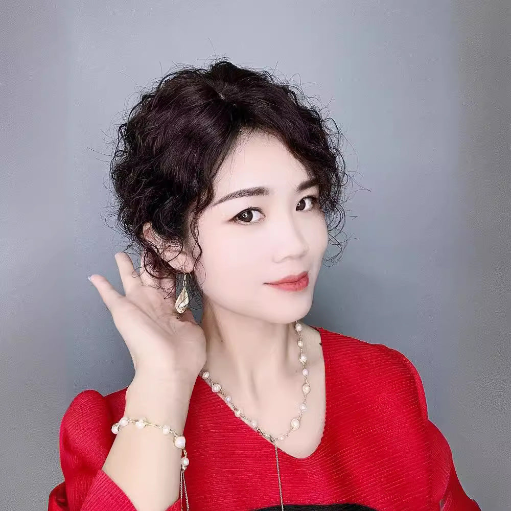 Female Head Hair Supplementing Piece Real Handmade Ironing Small Wig