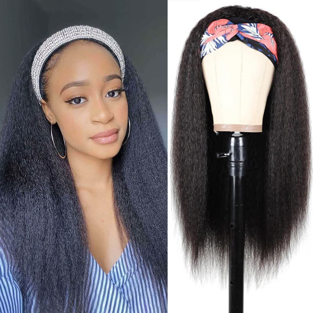 Hair Ice Silk Band Headband Turban Long Straight Wig
