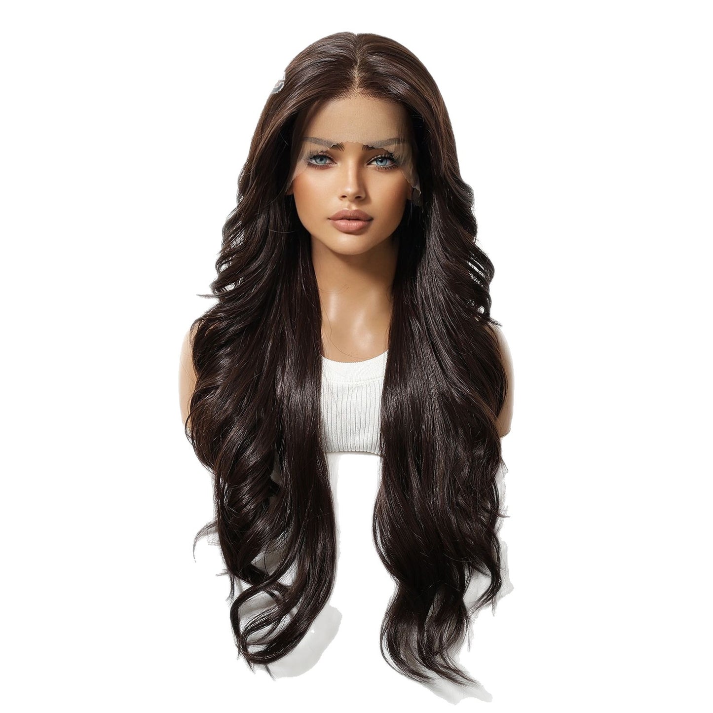 Hand-woven Silk High Temperature Resistant Black Brown Curly Wig Long Curls