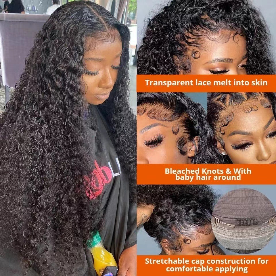 Front Lace Curly African Small Volume Wig Long Curls