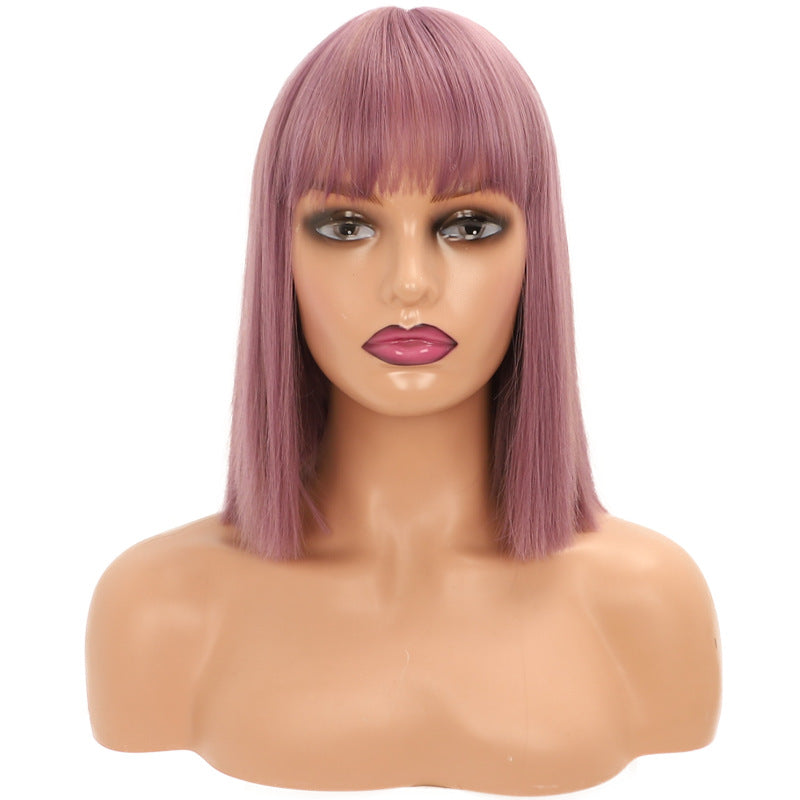 Collarbone Length Haircut Head Chemical Fiber Wig Short Straight Hair