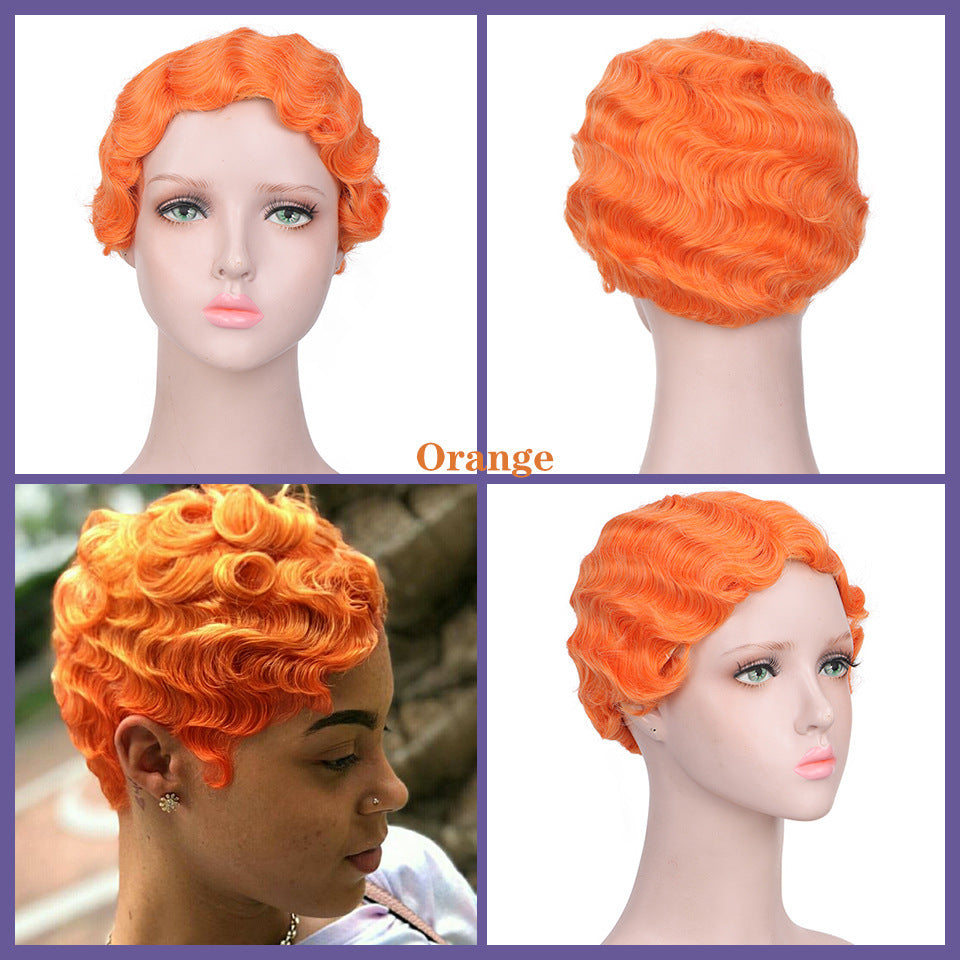 Women's Water Ripple Head Cover For Fiber Wig Short Curly Hair